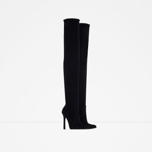 ZARA OVER-THE-KNEE LEATHER STILETTO BOOTS